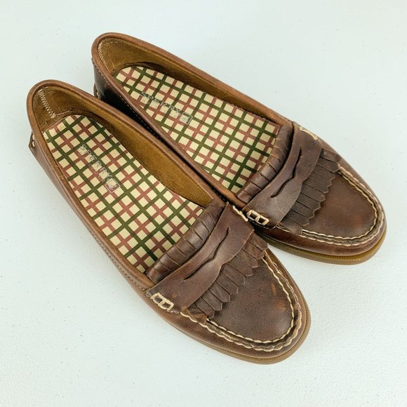 Sperry Shoes - Sperry Top-Sider Brown Leather Loafers Kiltie 9294711 Size Womens 8M